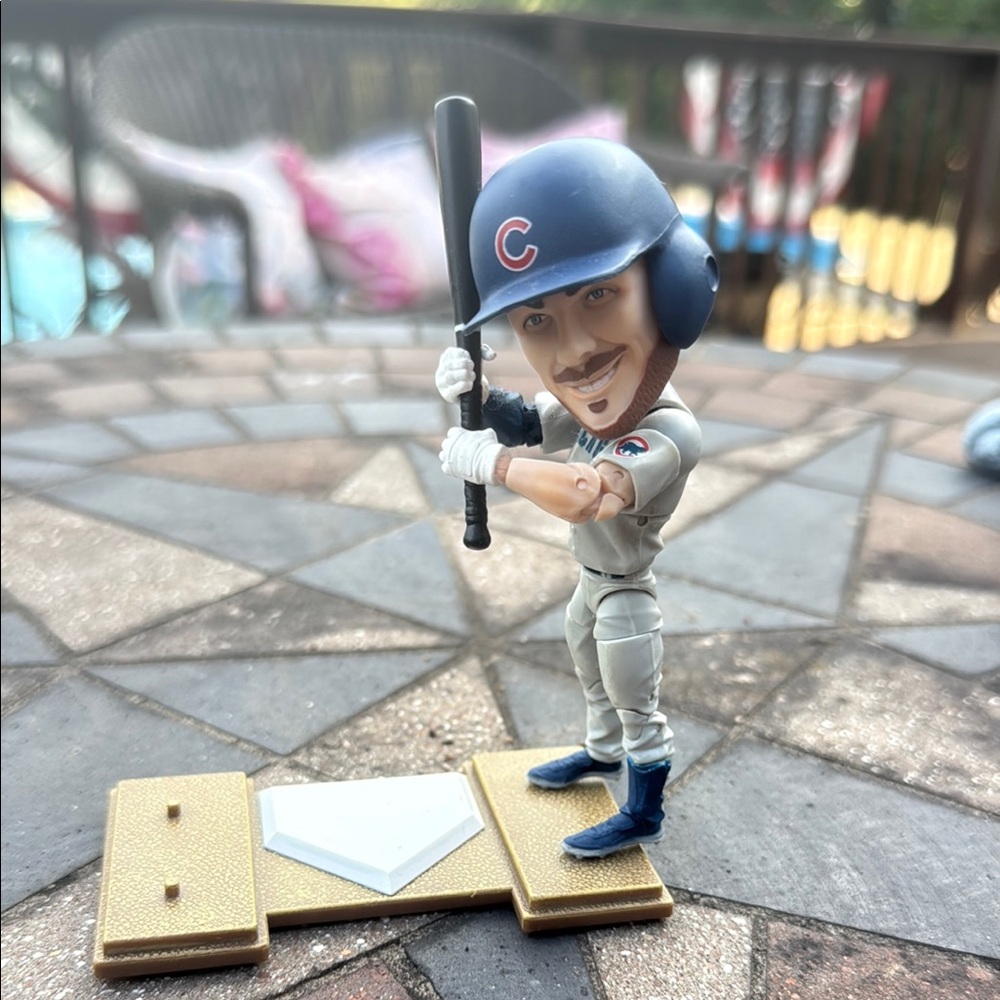 Baseball Player Action Figure with Blue and White Uniform Chicago Cubs Bryant